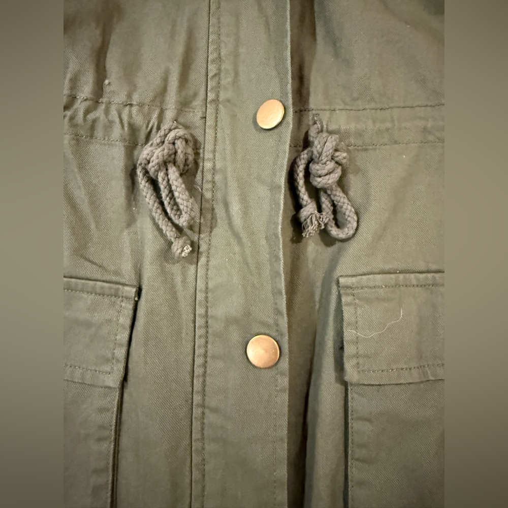 Chaplin Essential Olive Hooded Anorak Cargo Jacket Utility Military Cotton L - Picture 9 of 12